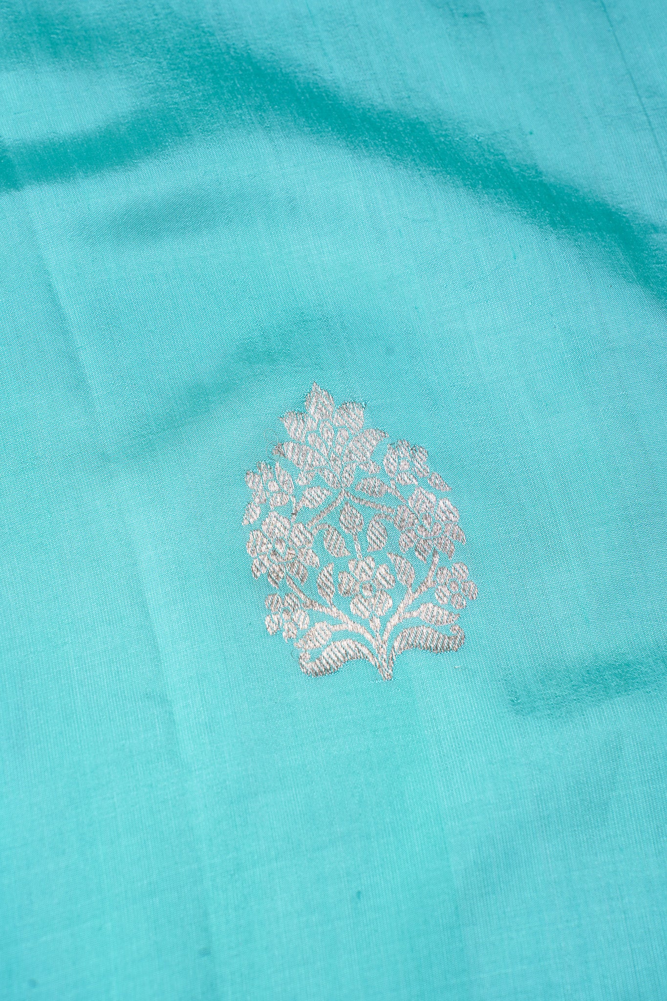 Aqua Blue Handloom Pure Silk Banarasi Saree