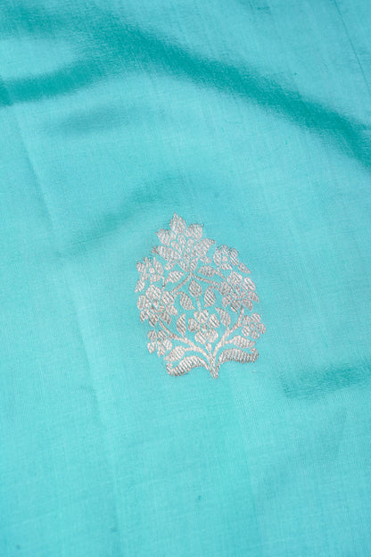 Aqua Blue Handloom Pure Silk Banarasi Saree