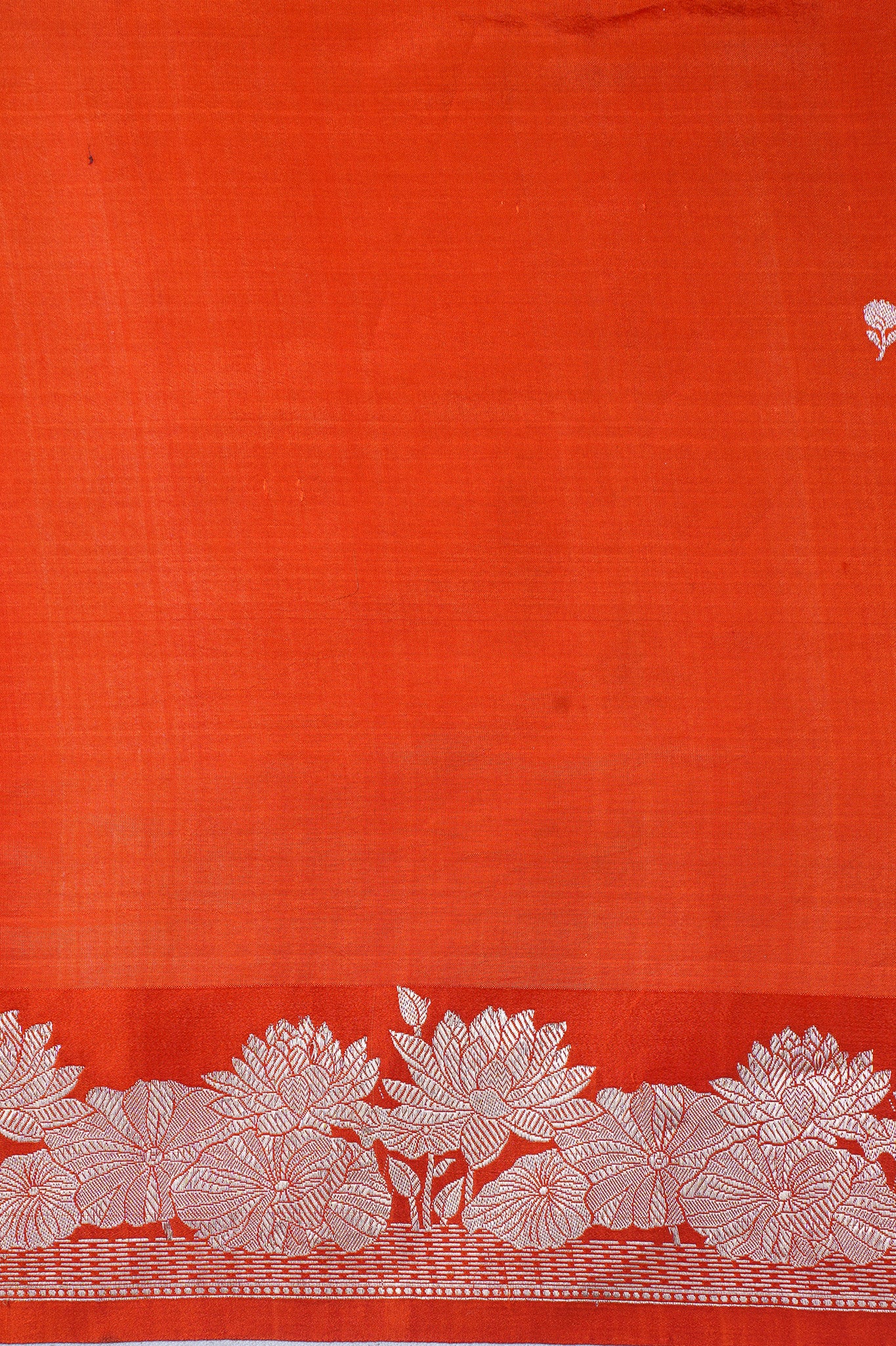 Vermilion Orange Handloom Pure Silk Banarasi Saree