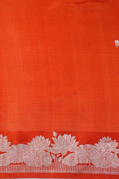 Vermilion Orange Handloom Pure Silk Banarasi Saree