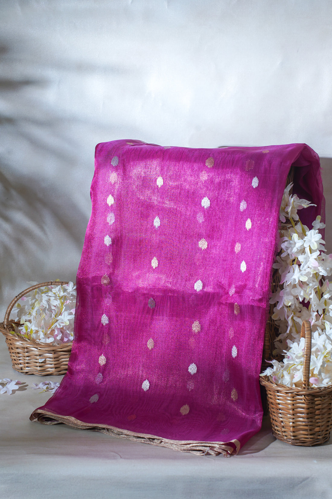 Magenta Pure Tissue Silk Handloom Saree