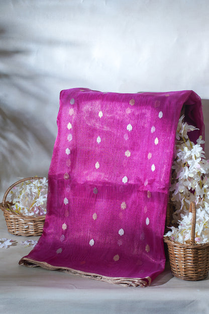 Magenta Pure Tissue Silk Handloom Saree