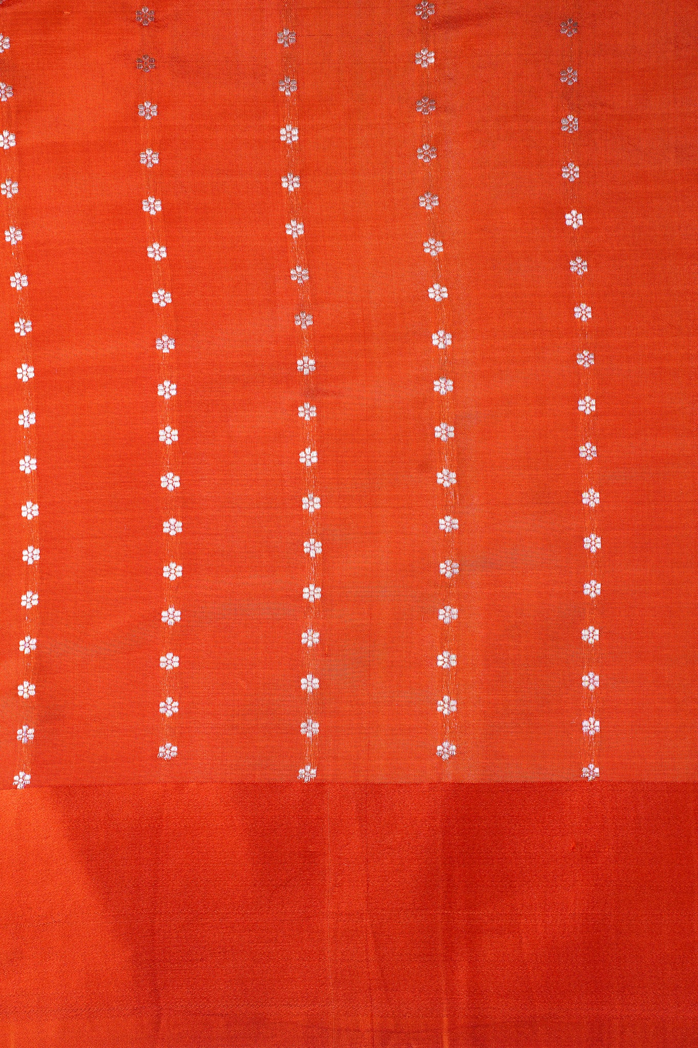 Vermilion Orange Handloom Pure Silk Banarasi Saree