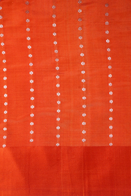 Vermilion Orange Handloom Pure Silk Banarasi Saree