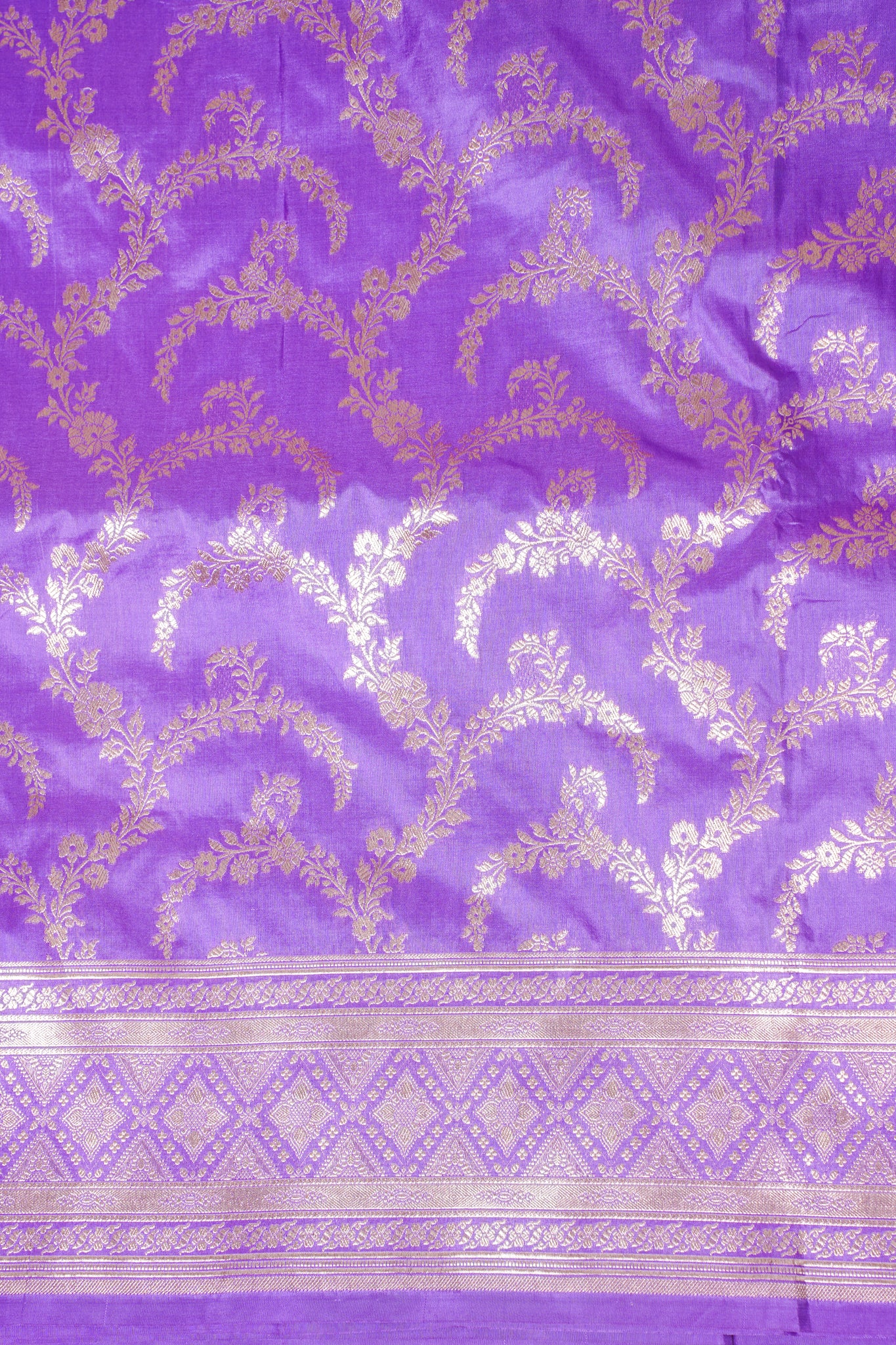 Lavender Banarasi Pure Katan Silk Jaal Saree
