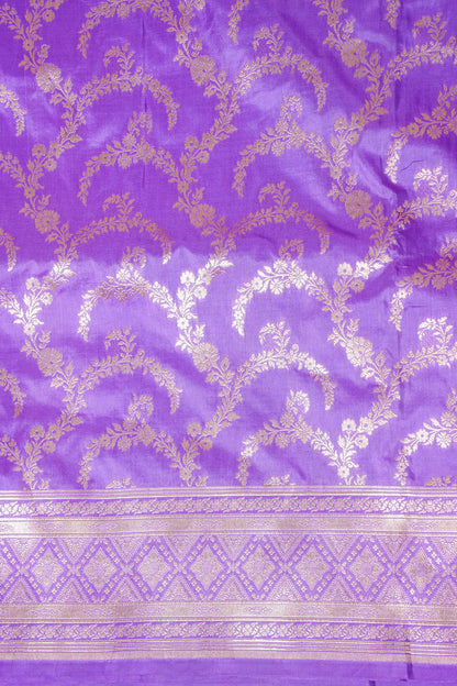 Lavender Banarasi Pure Katan Silk Jaal Saree
