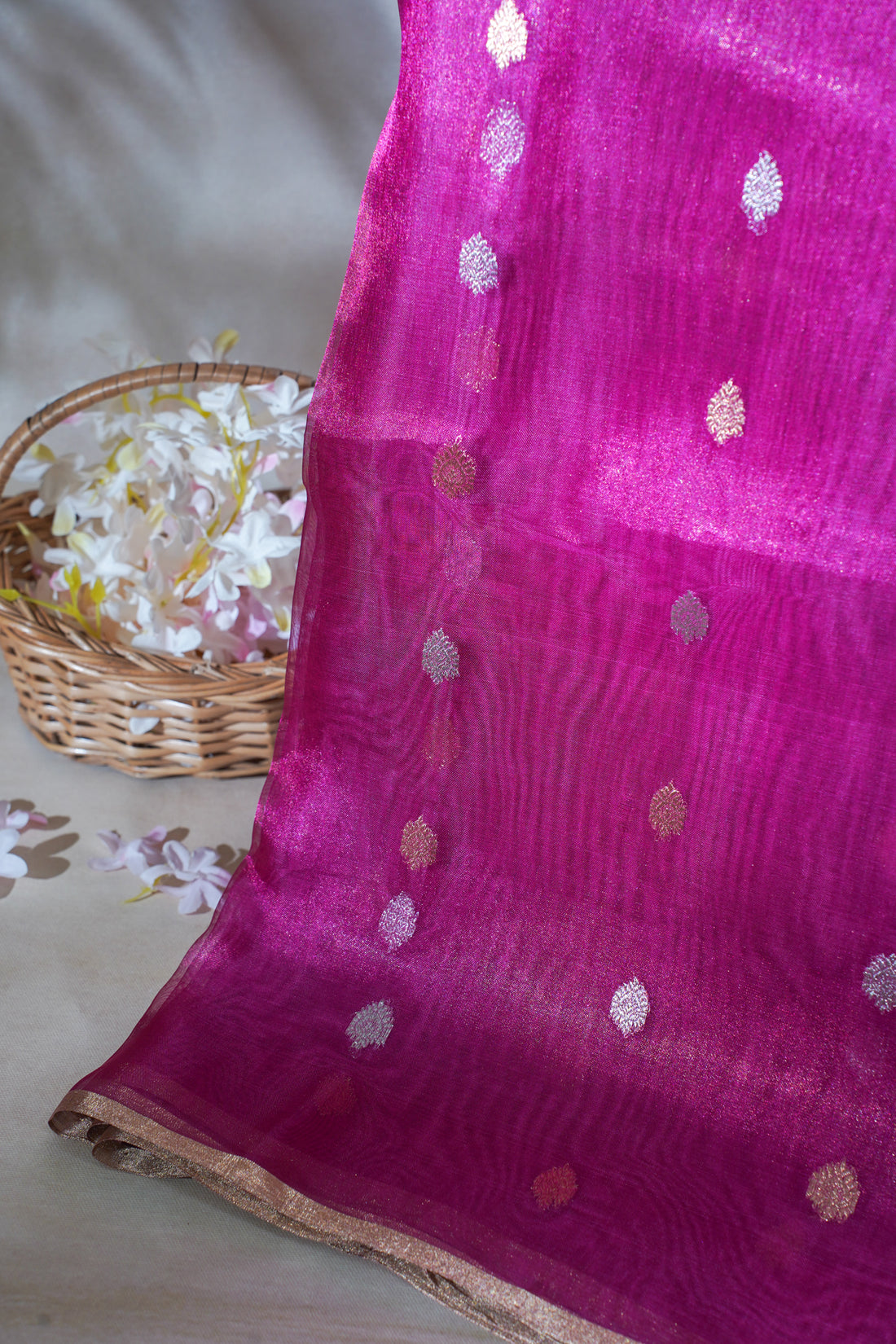 Magenta Pure Tissue Silk Handloom Saree