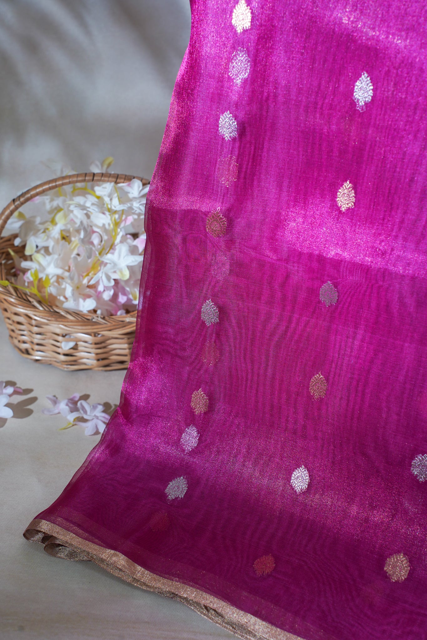 Magenta Pure Tissue Silk Handloom Saree