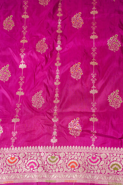 Rani Pink Banarasi Pure Katan Silk Minakari Saree