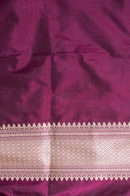 Wine Banarasi Pure Katan Silk Jaal Saree