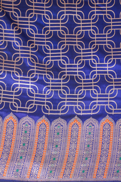 Royal Blue Banarasi Pure Katan Silk Minakari Jaal Saree