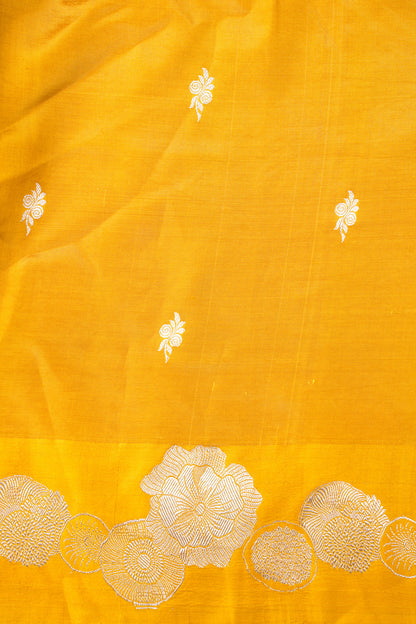 Golden Mustard Handloom Pure Silk Banarasi Saree
