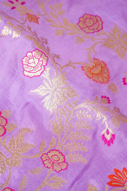 Lavender Banarasi Pure Katan Silk Minakari Saree