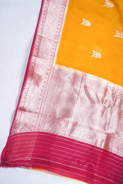 Sunshine Yellow Pure Kora Organza Silk Handloom Saree