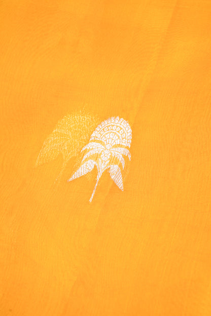 Sunshine Yellow Pure Kora Organza Silk Handloom Saree