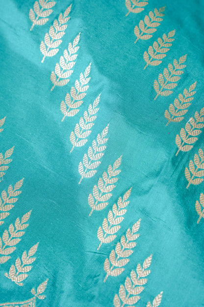 Aqua Blue Banarasi Pure Katan Silk Minakari Jaal Saree