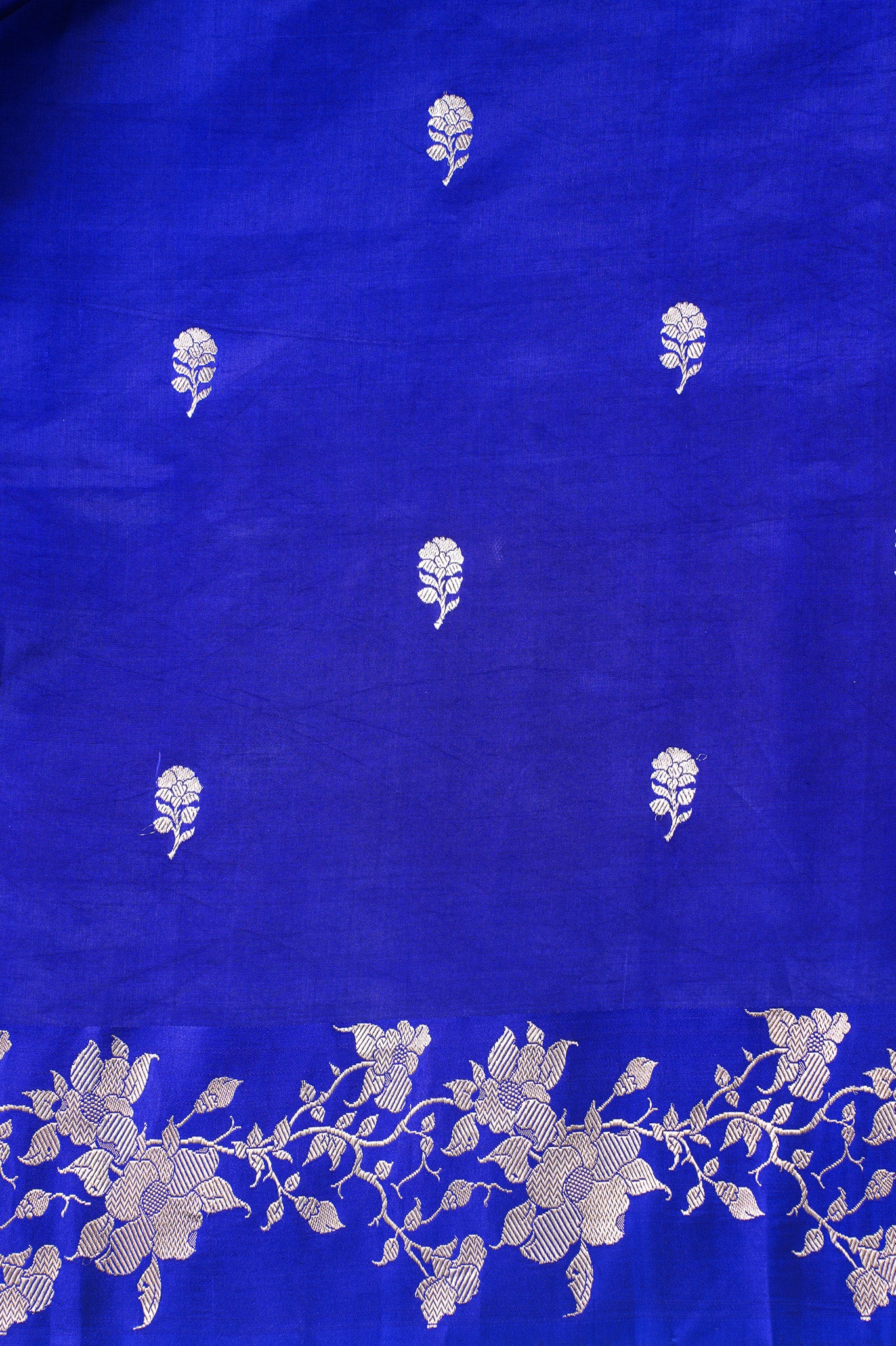 Royal Blue Handloom Pure Silk Banarasi Saree