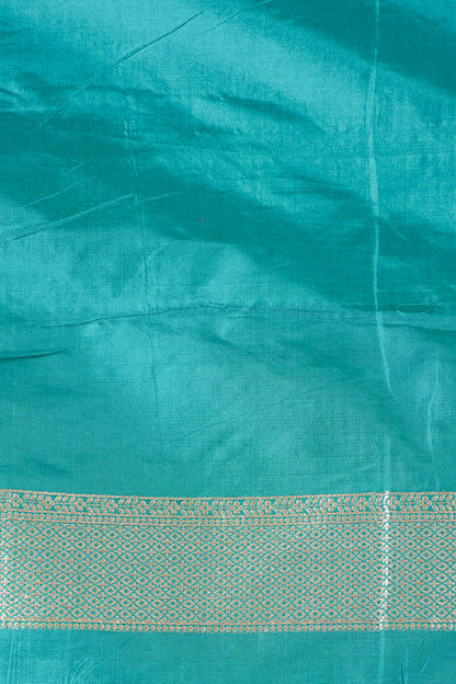 Aqua Blue Banarasi Pure Katan Silk Minakari Jaal Saree