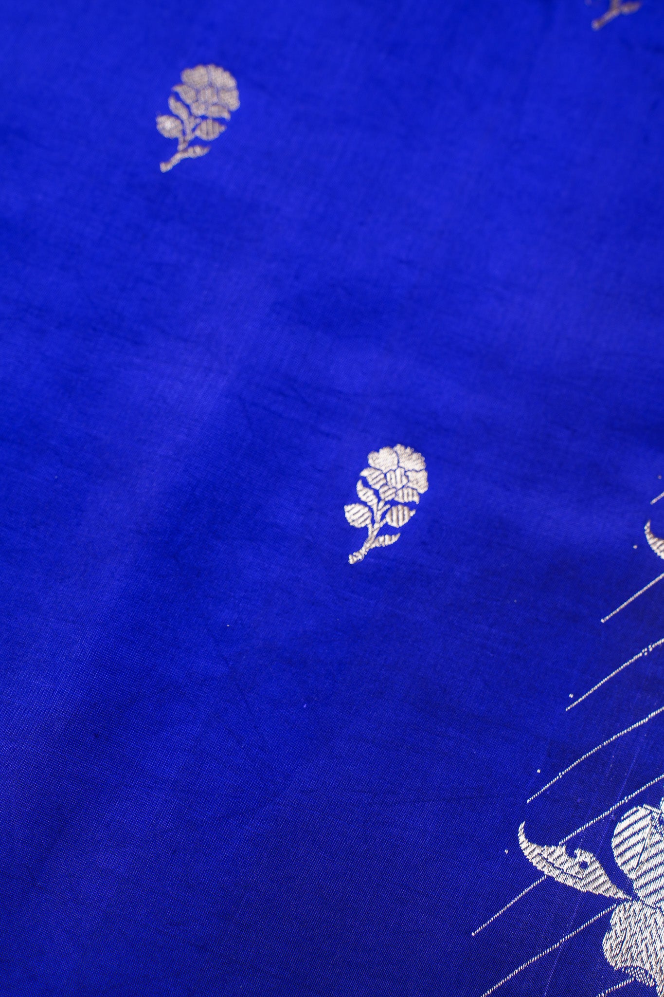 Royal Blue Handloom Pure Silk Banarasi Saree