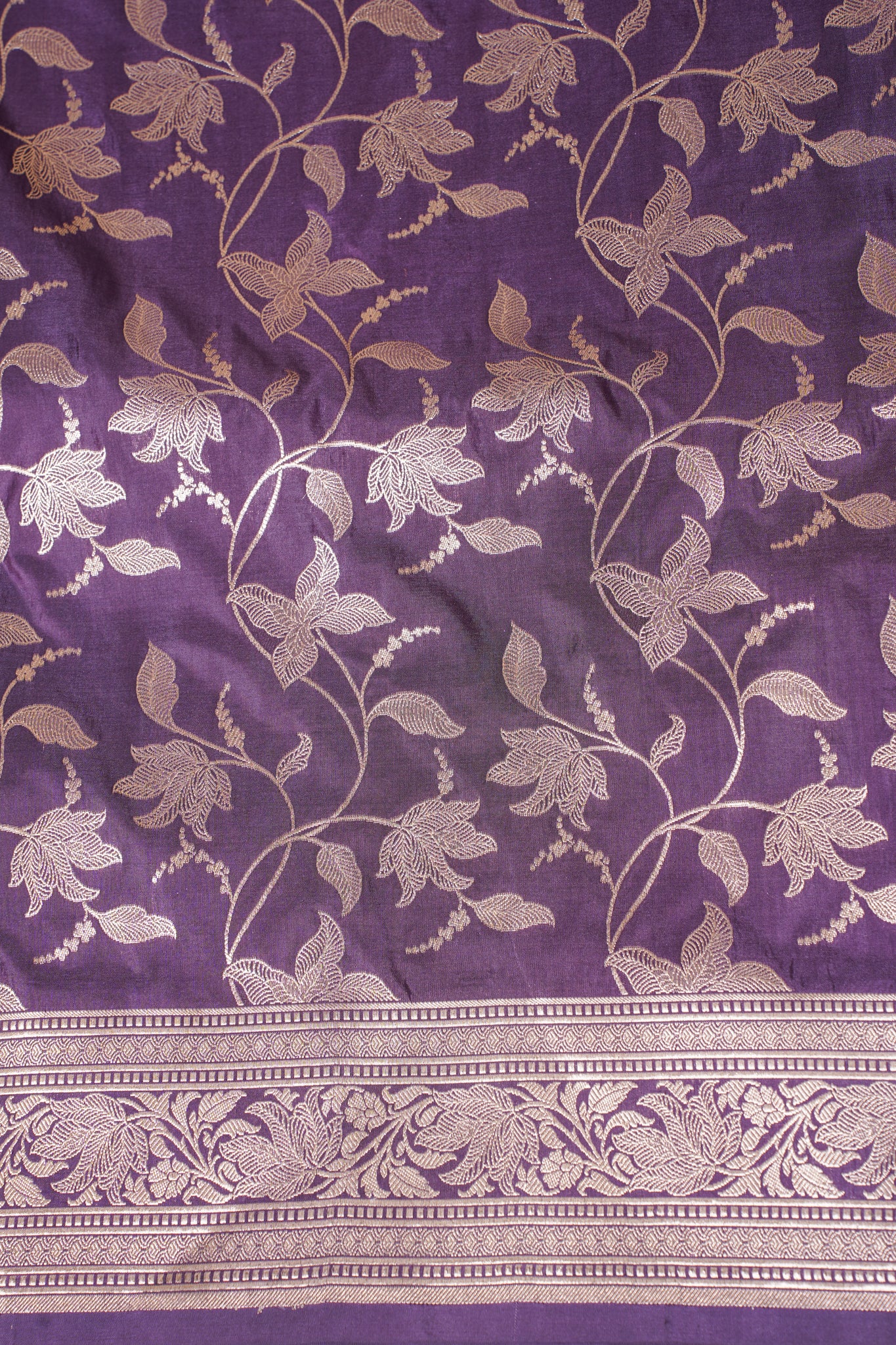 Purple Banarasi Pure Katan Silk Jaal Saree