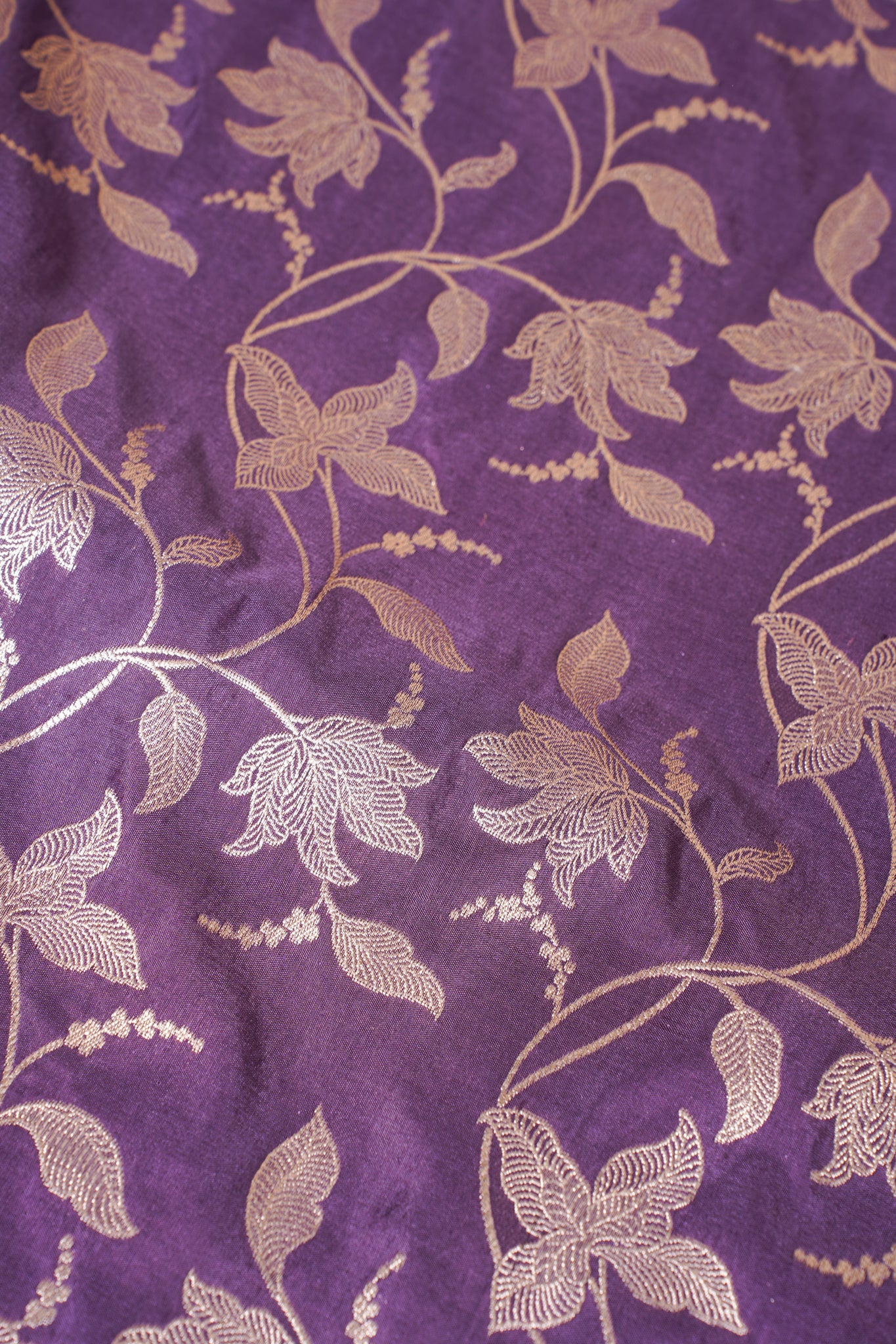 Purple Banarasi Pure Katan Silk Jaal Saree