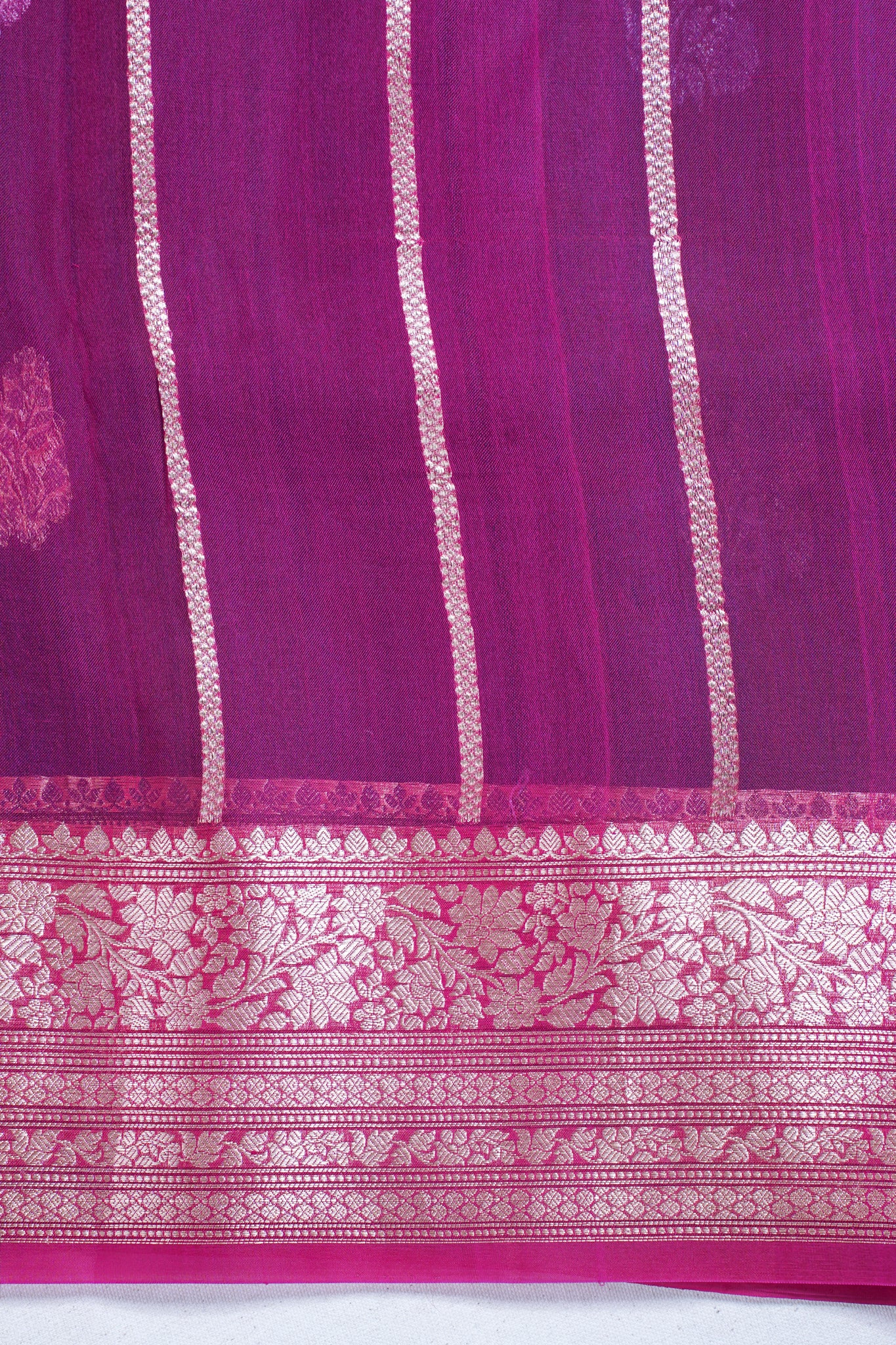 Navy Blue Pure Kora Organza Silk Handloom Saree