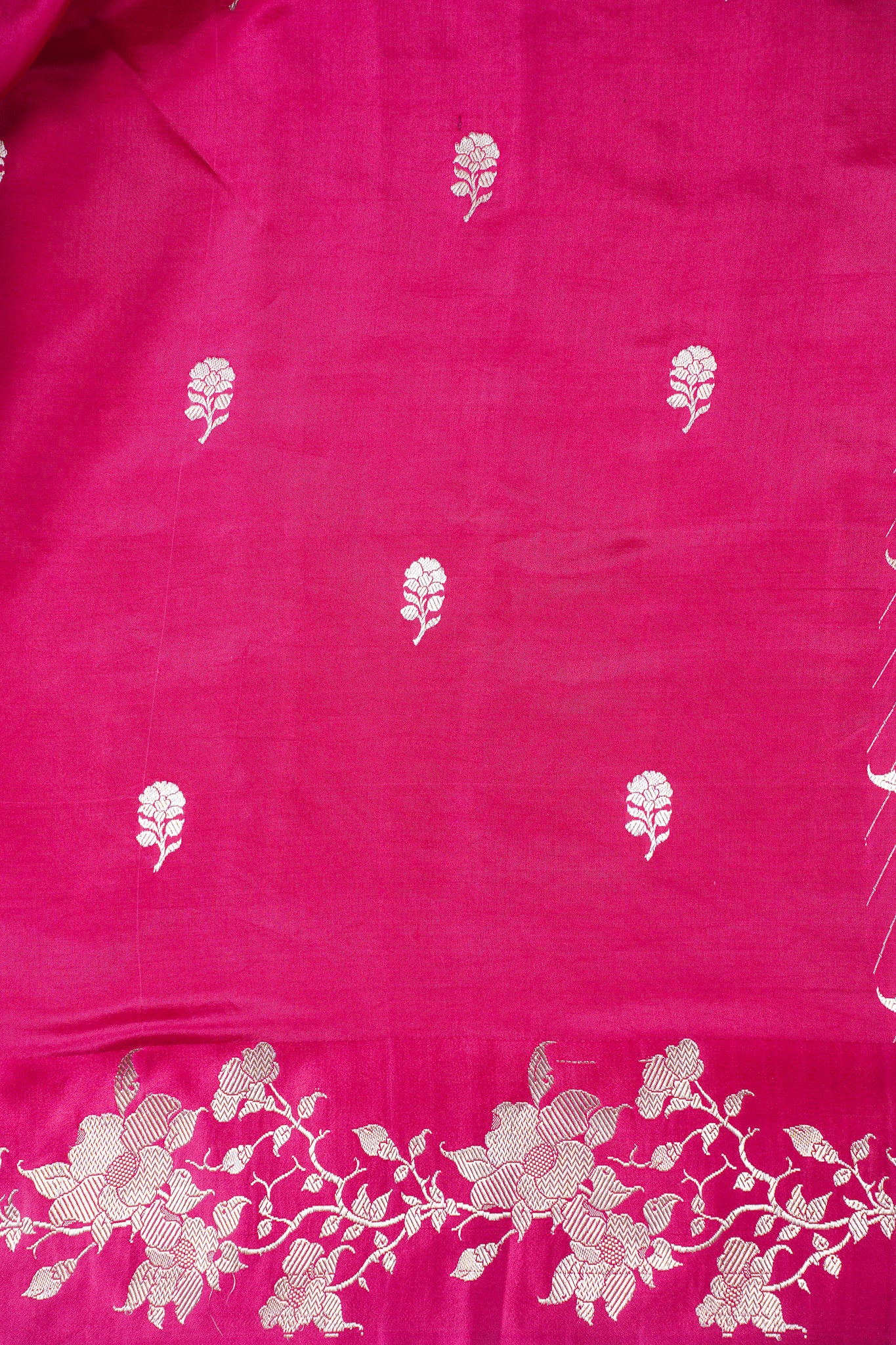 Rani Pink Handloom Pure Silk Banarasi Saree