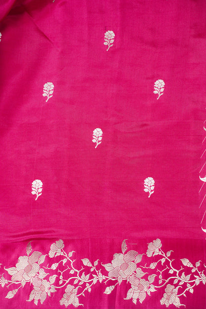 Rani Pink Handloom Pure Silk Banarasi Saree