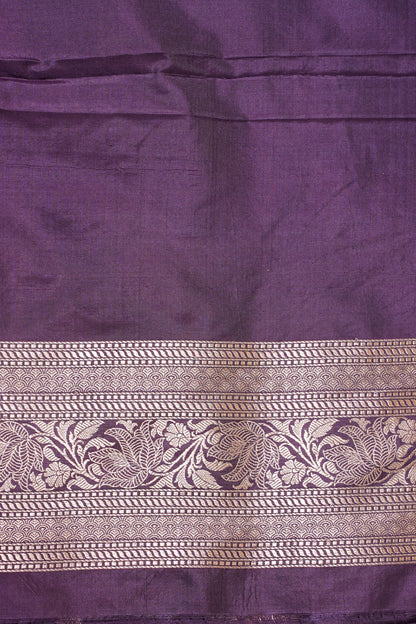 Purple Banarasi Pure Katan Silk Jaal Saree