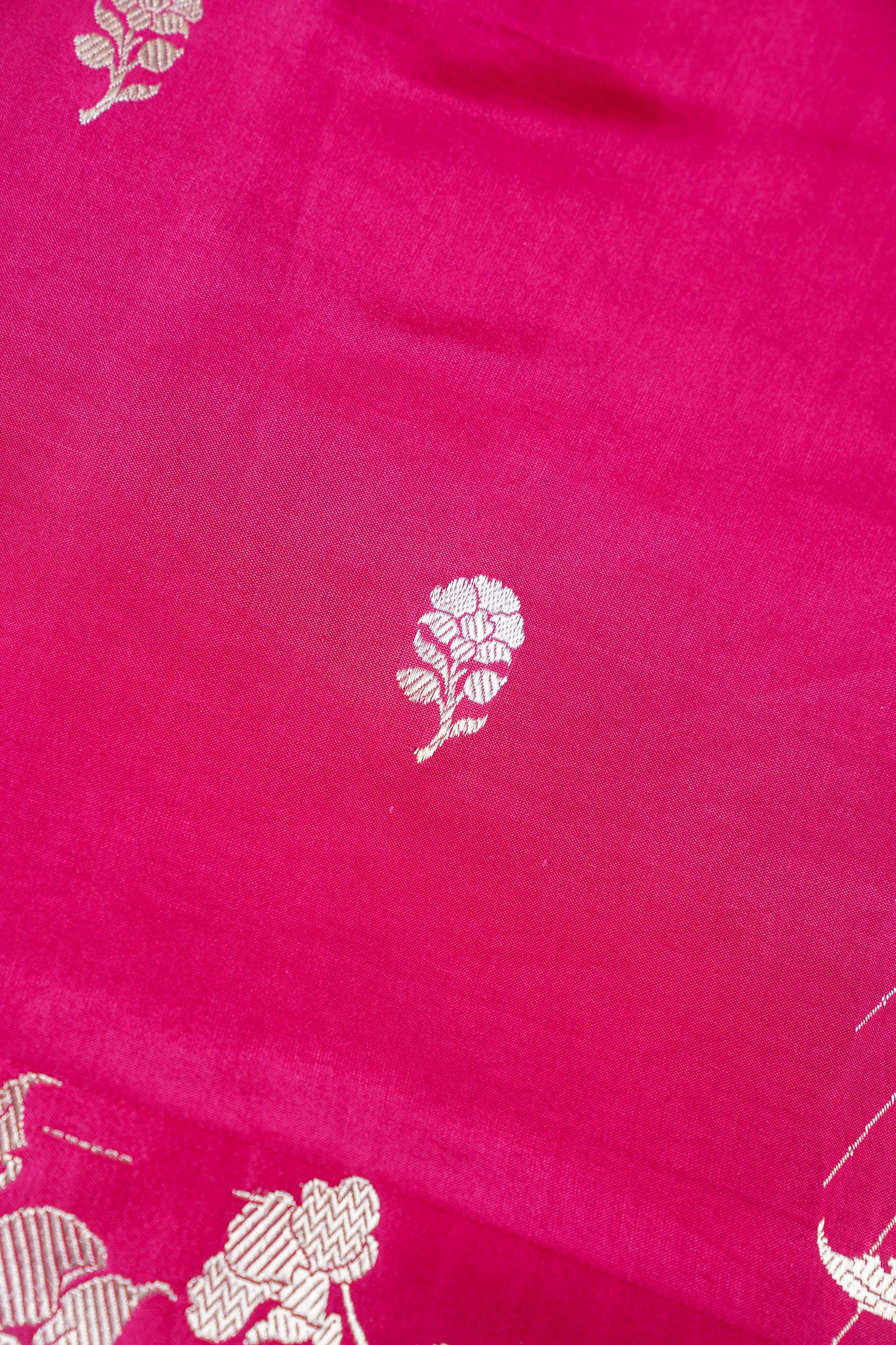 Rani Pink Handloom Pure Silk Banarasi Saree