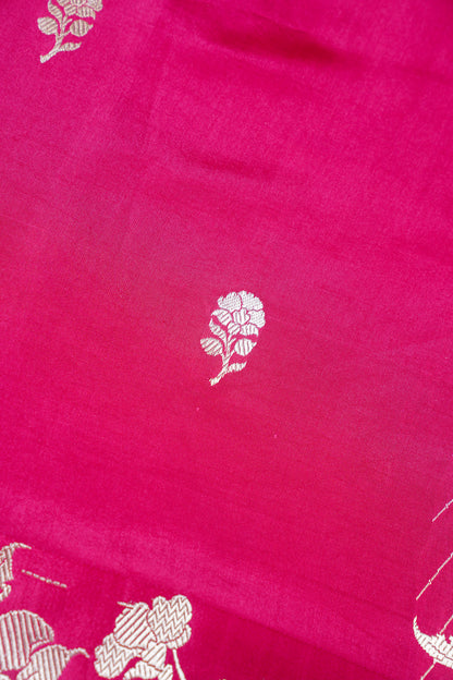 Rani Pink Handloom Pure Silk Banarasi Saree