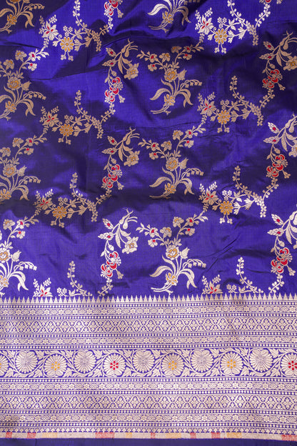 Royal Blue Banarasi Pure Katan Silk Minakari Jaal Saree