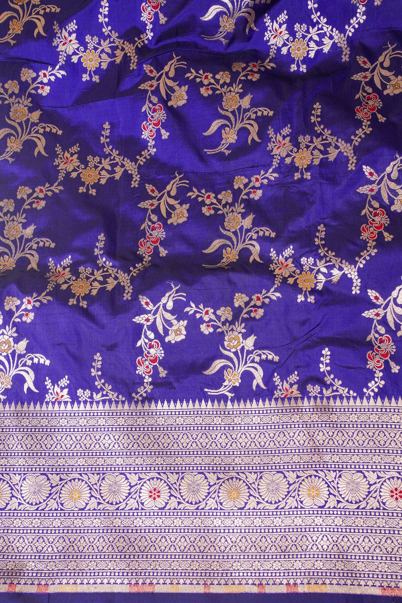 Royal Blue Banarasi Pure Katan Silk Minakari Jaal Saree