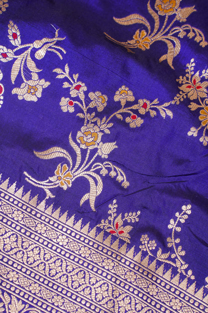 Royal Blue Banarasi Pure Katan Silk Minakari Jaal Saree