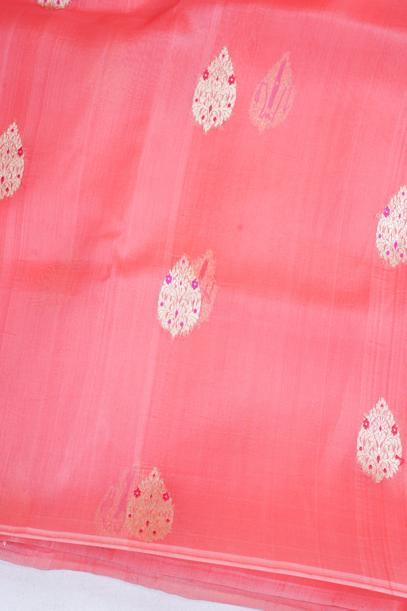 Coral Pure Tissue Silk Handloom Saree