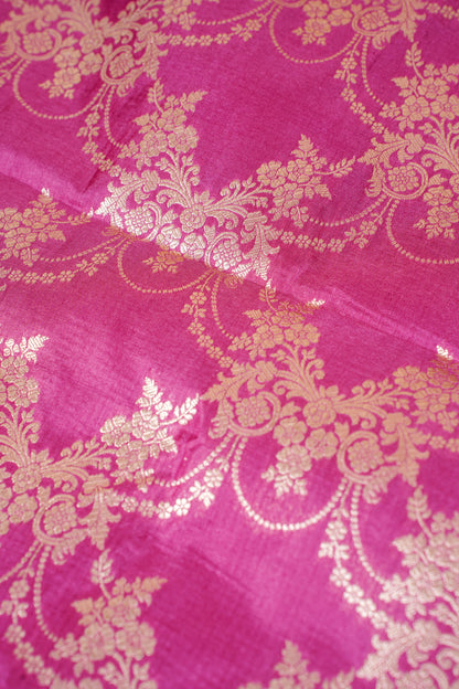 Rani Pink Banarasi Pure Katan Silk Jaal Saree