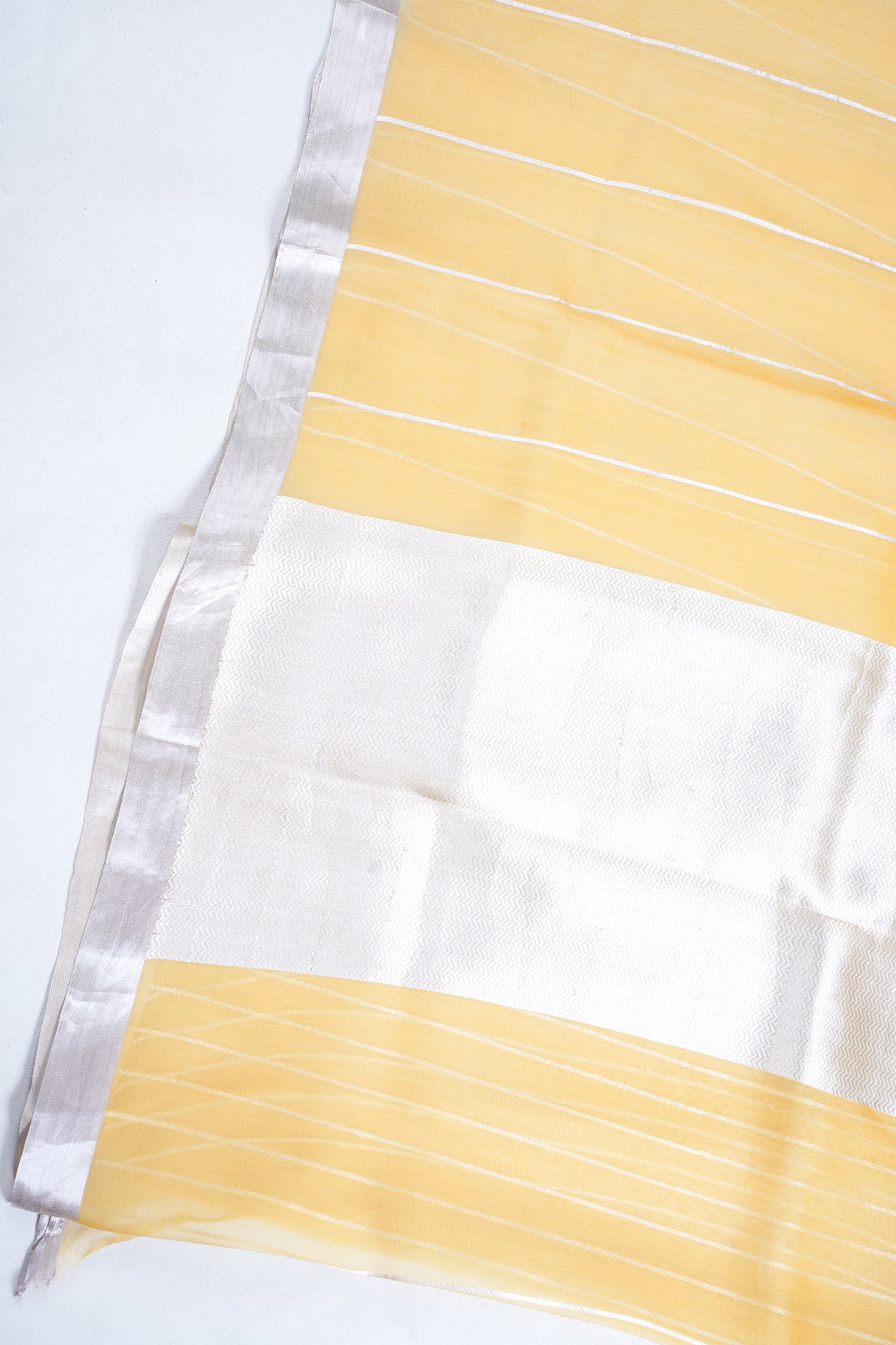 Sunshine Glow Pure Kora Organza Silk Handloom Saree