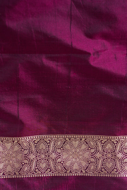 Rani Wine Banarasi Pure Katan Silk Jaal Saree