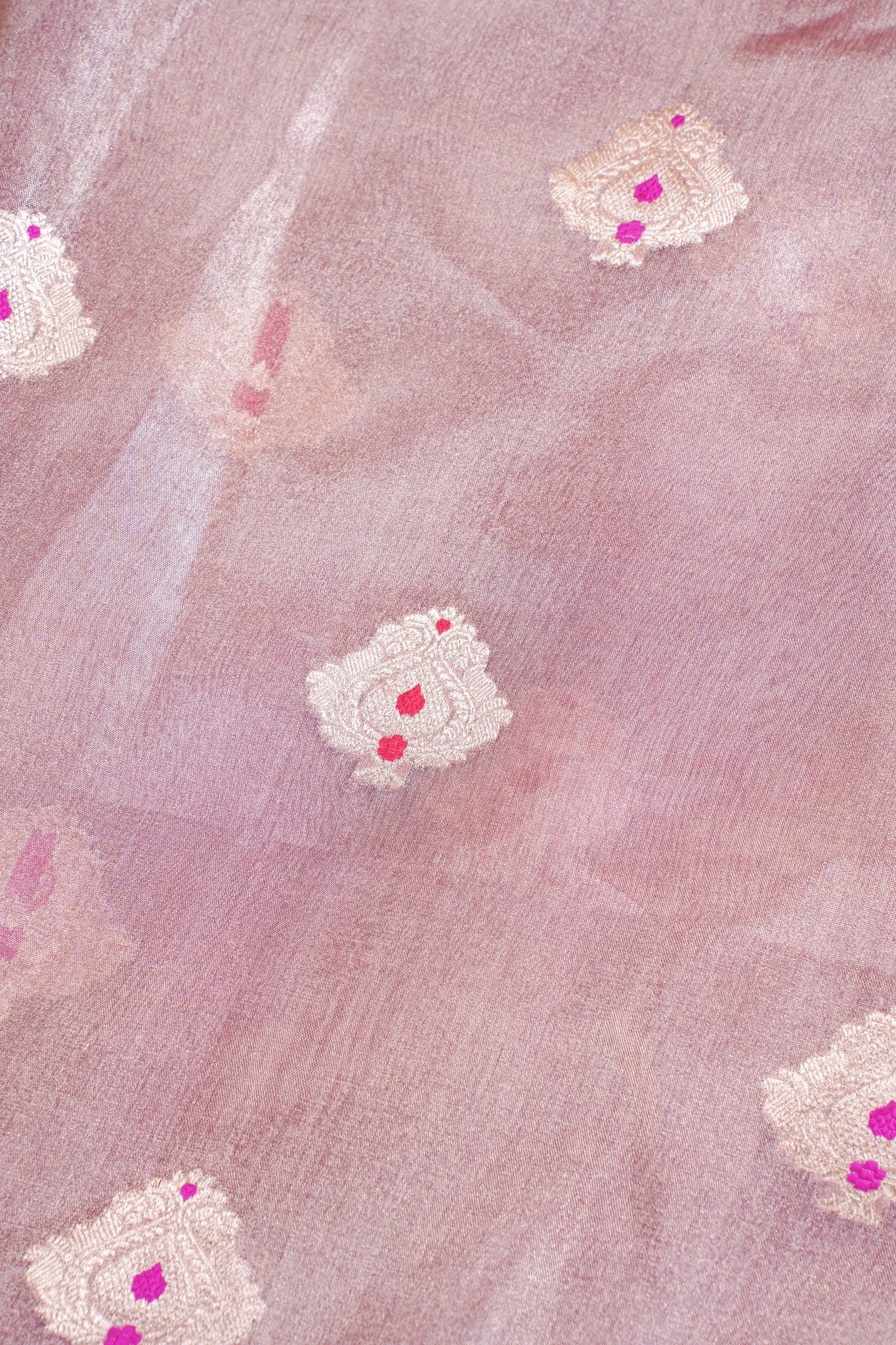 Subtle Rose Gold Pure Tissue Silk Handloom Saree