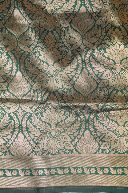 Emerald Green Banarasi Pure Brocade Saree