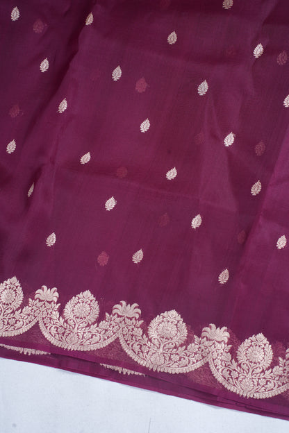 Wine Pure Kora Organza Silk Handloom Saree