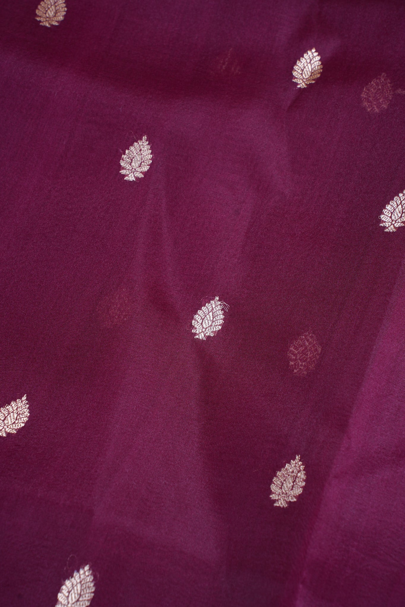 Wine Pure Kora Organza Silk Handloom Saree