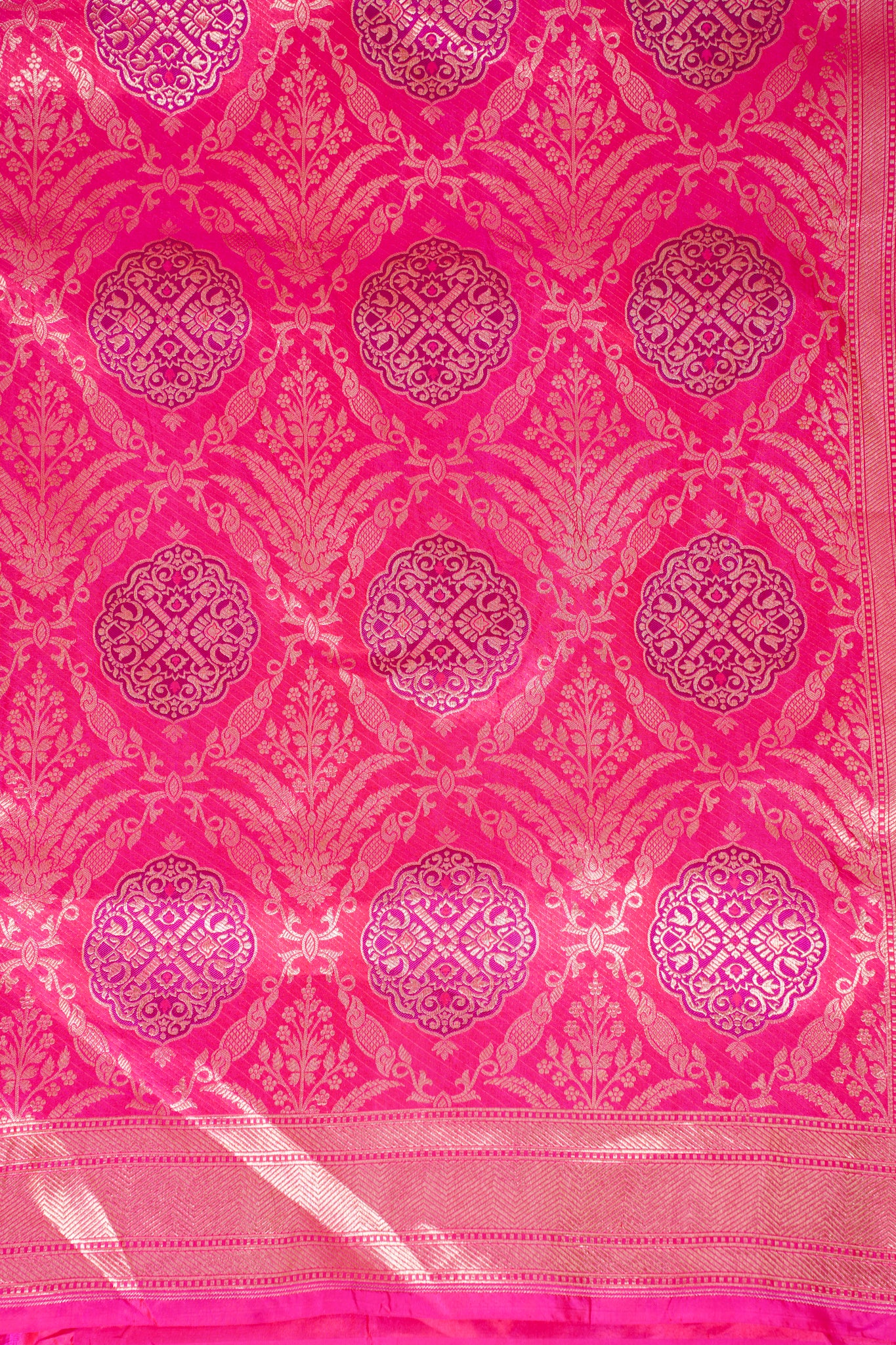 Rani Pink Banarasi Pure Katan Silk Minakari Brocade Saree