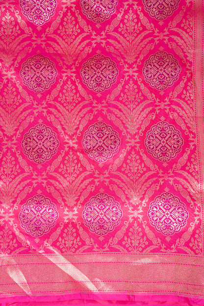 Rani Pink Banarasi Pure Katan Silk Minakari Brocade Saree