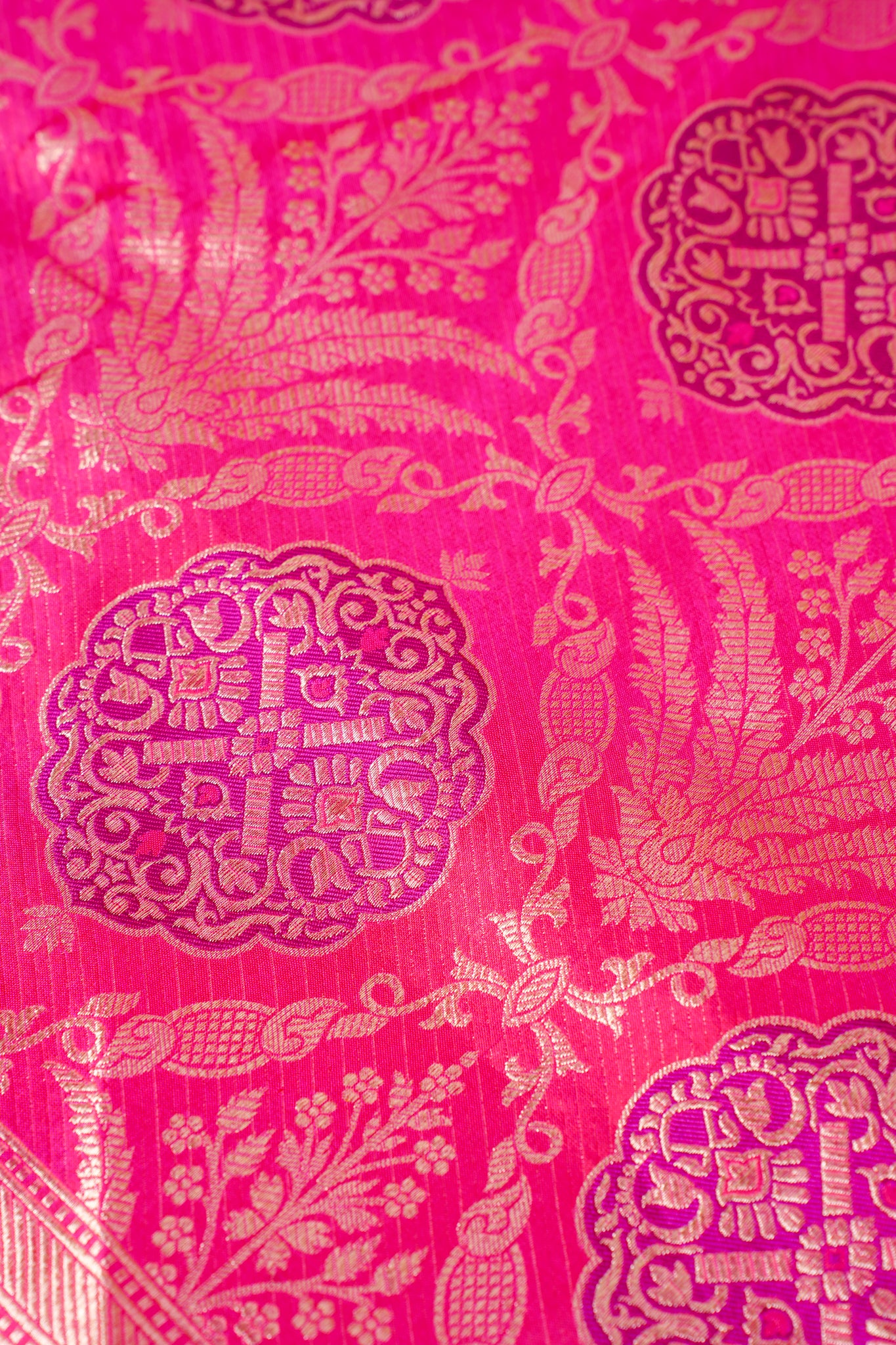 Rani Pink Banarasi Pure Katan Silk Minakari Brocade Saree