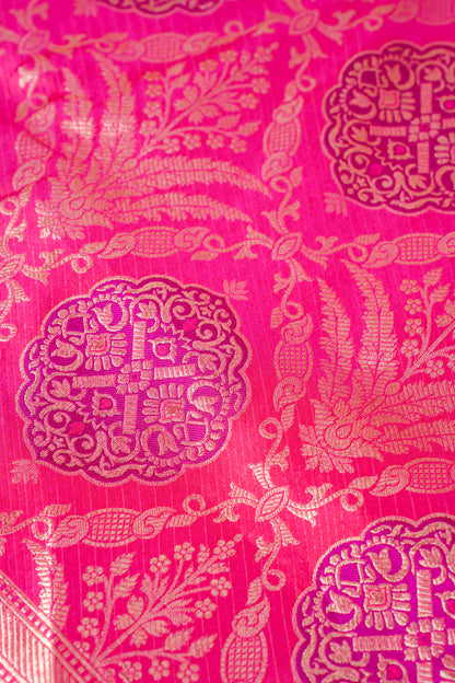 Rani Pink Banarasi Pure Katan Silk Minakari Brocade Saree