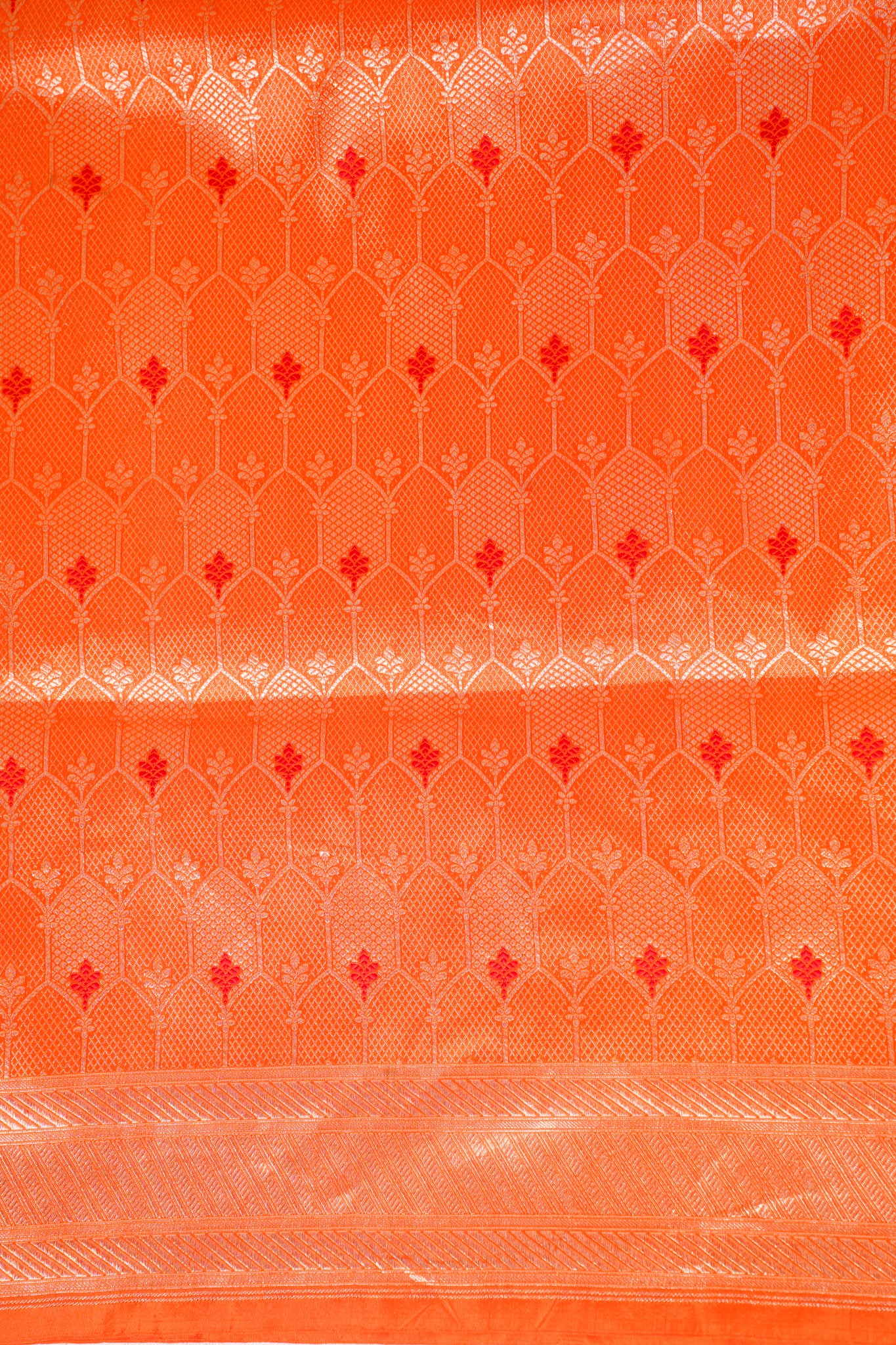 Orange Banarasi Pure Katan Silk Minakari Brocade Saree