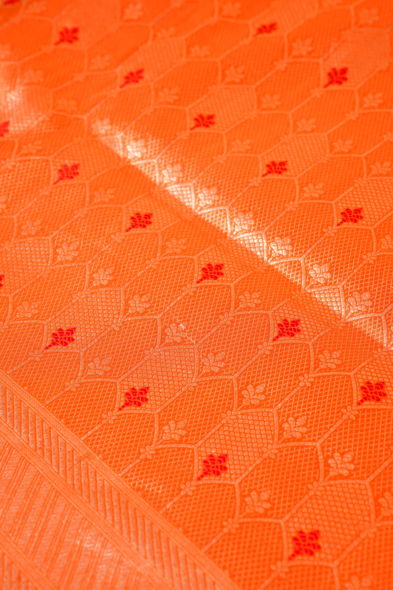 Orange Banarasi Pure Katan Silk Minakari Brocade Saree