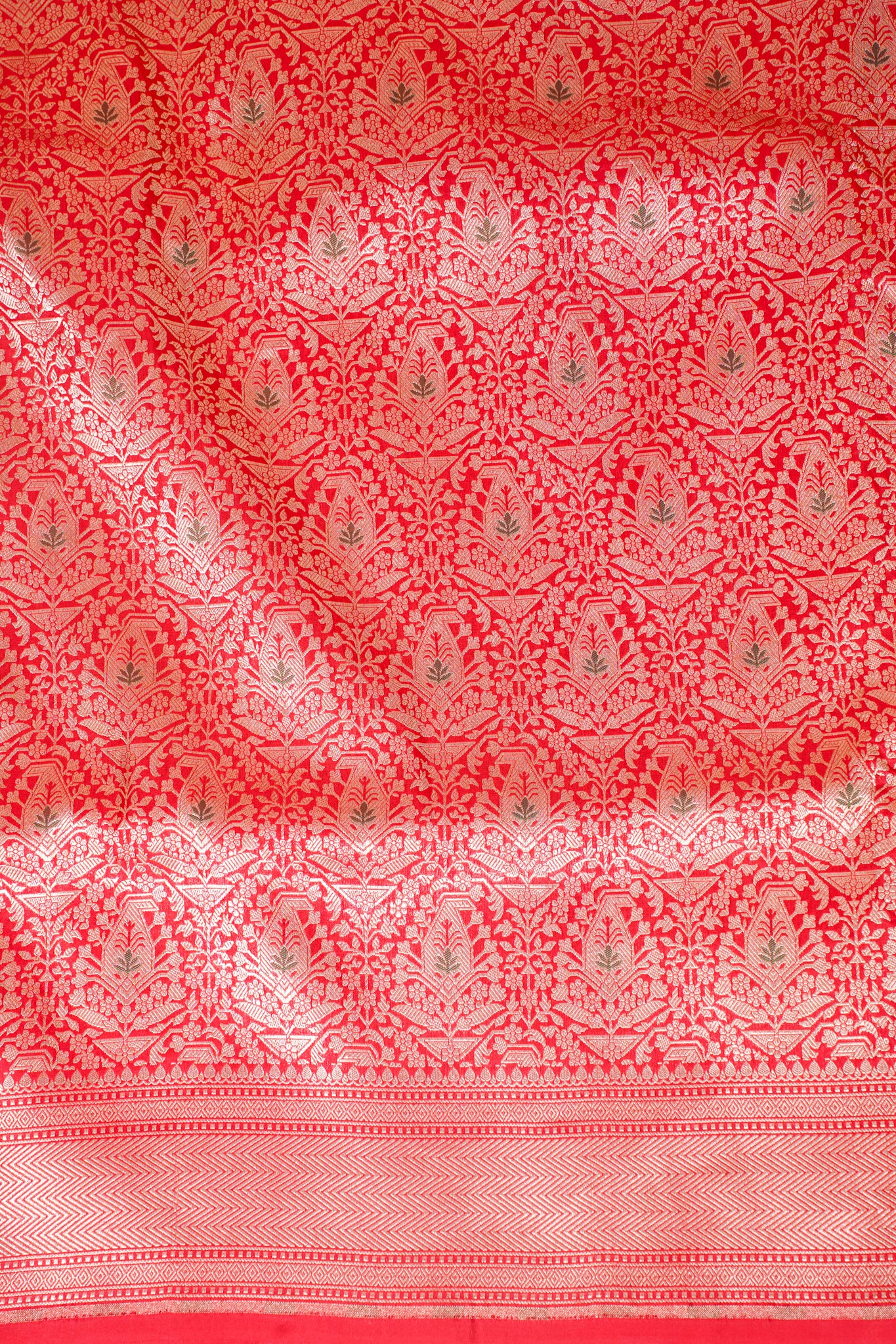Red Banarasi Pure Minakari Brocade Saree