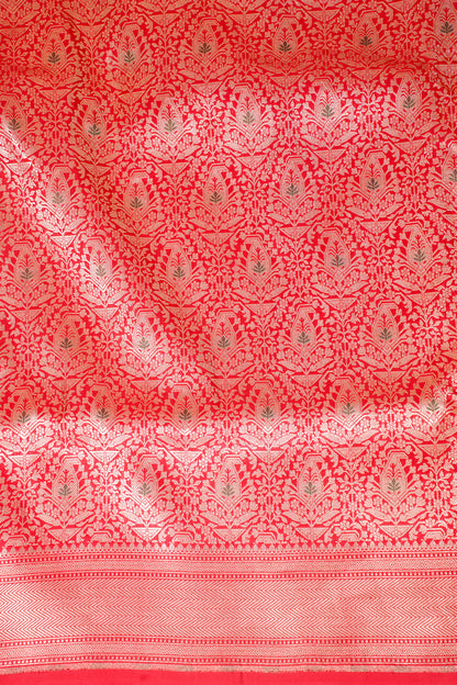 Red Banarasi Pure Minakari Brocade Saree